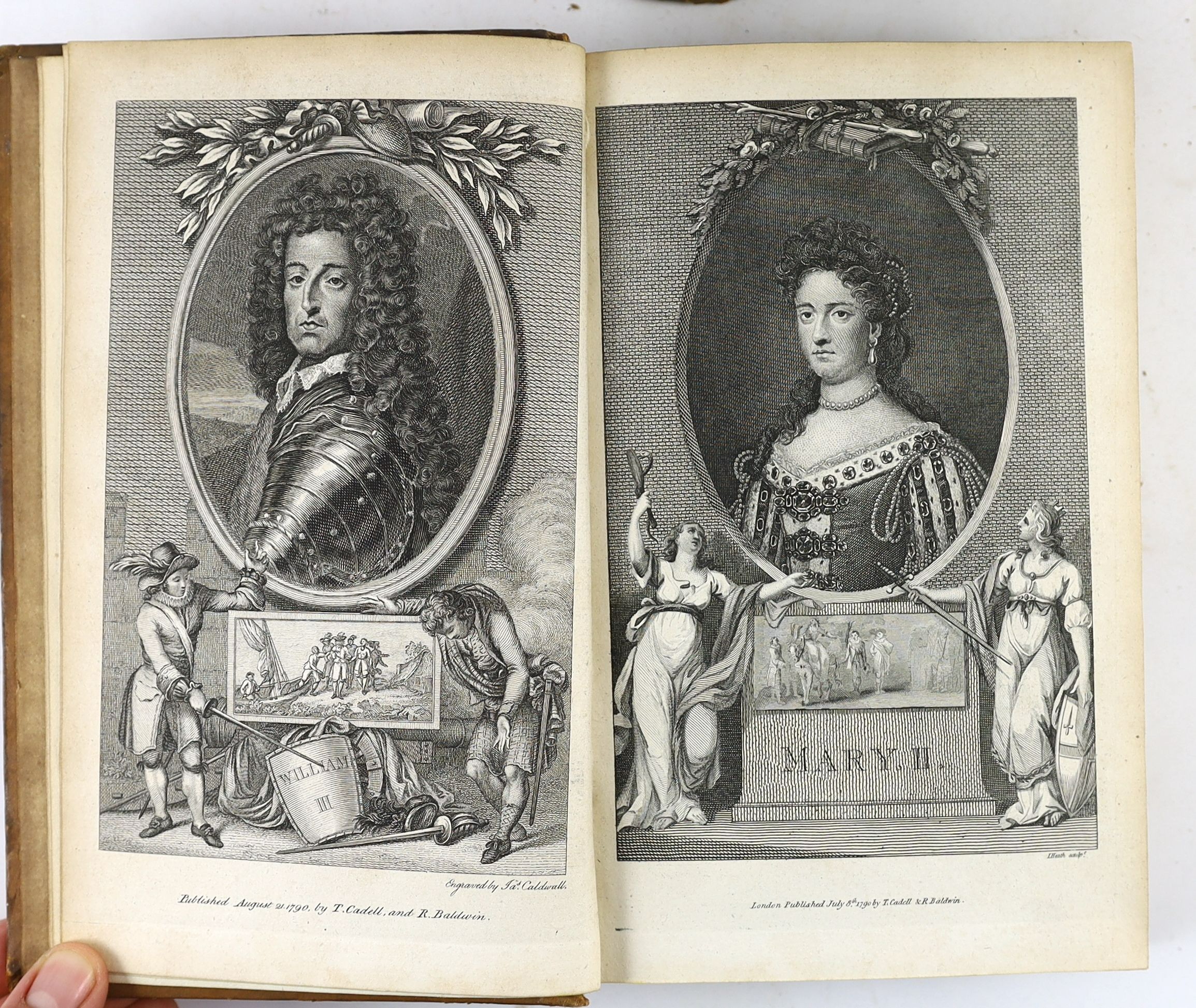 Smollett, Tobias - The History of England, 5 vols, 8vo, tree calf, with authors portrait and 11 other portrait engravings, London, 1791